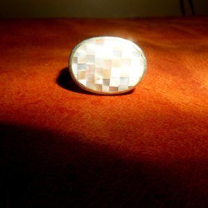 Rose quarts mosaic sterling ring